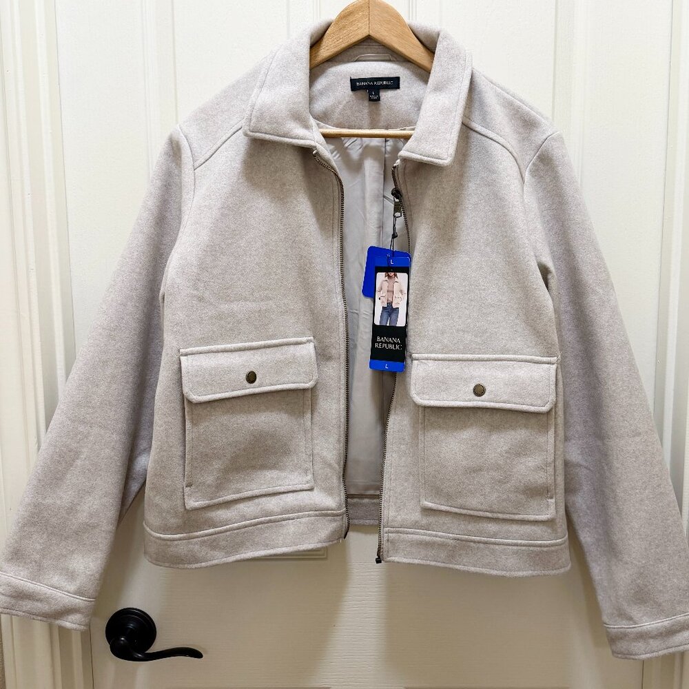 Banana Republic Women's Jacket Size L Taupe Soft Brushed Fabric Casual (NEW)